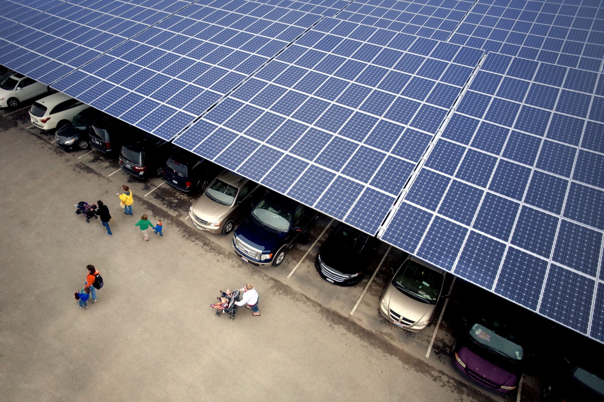 Solar panels in parking lot
